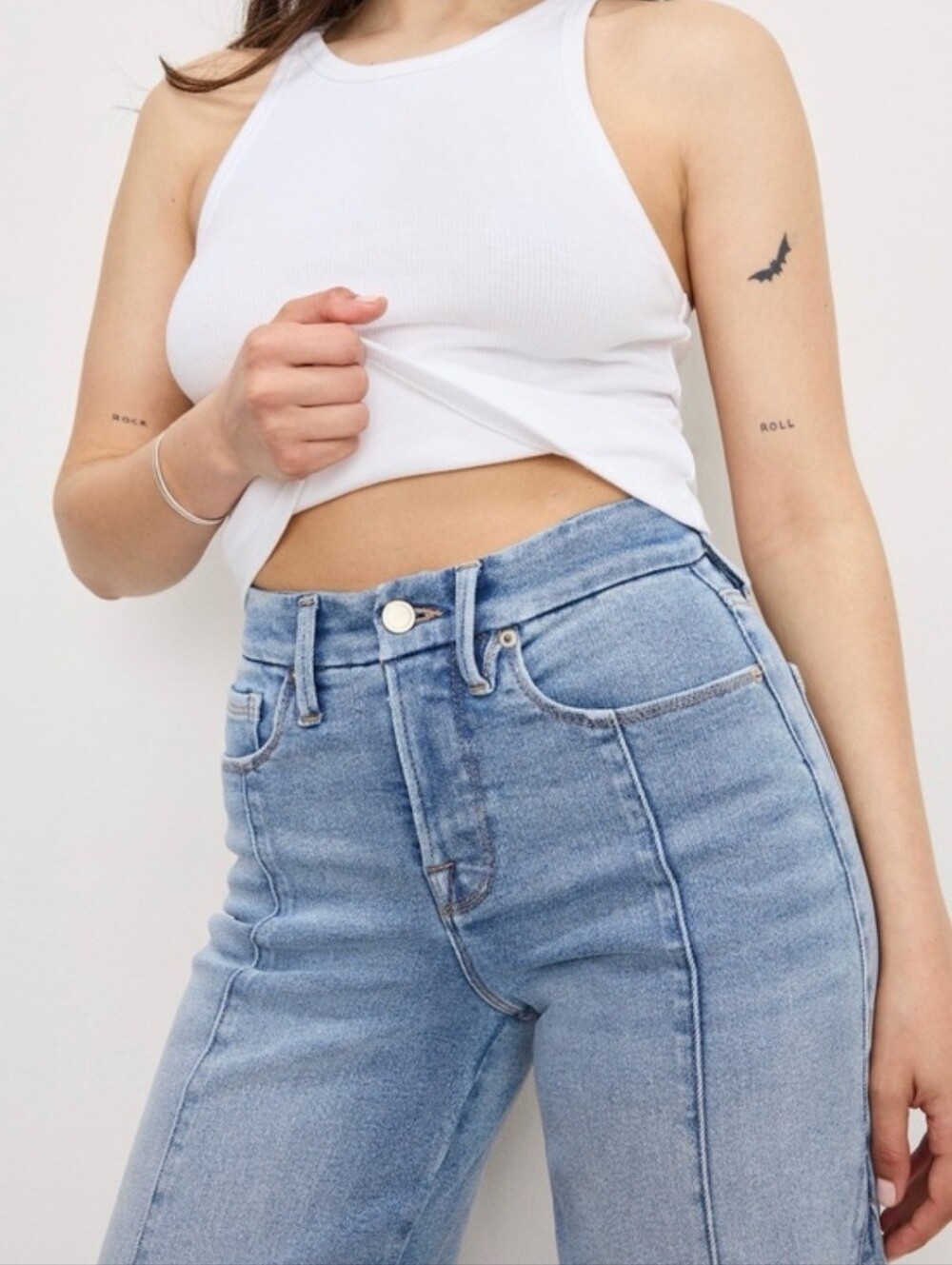 Good American Good Petite Palazzo Jeans Size 27 SHORT - HEMMED - CROPPED - Picture 5 of 15